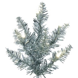 Vickerman 2' x 20" Silver Tinsel Christmas Tree with 50 Warm White LED Lights.
