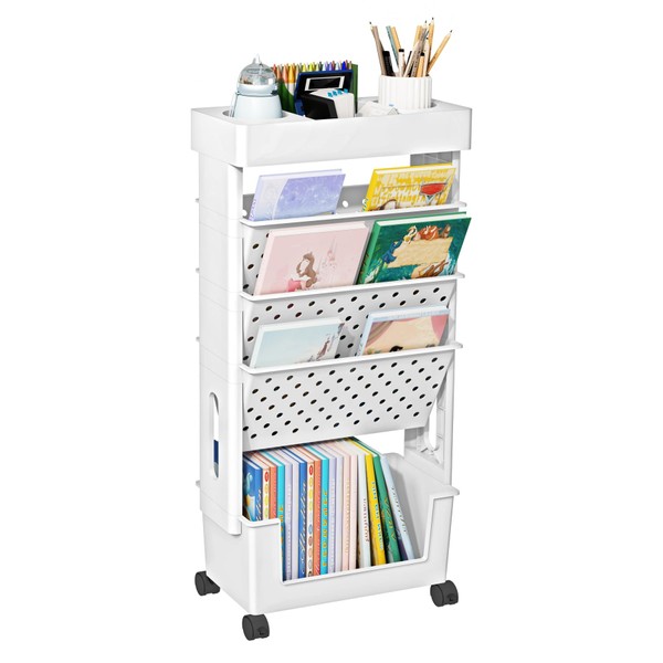 YEMUNY YEMUNY 5 Tier Rolling Utility Cart Multi-Functional Movable Storage