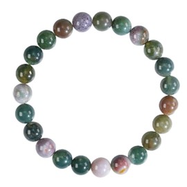 Ouubuuy Indian Agate Crystal Beads Bracelet 8mm Natural Gemstone Beaded Bracelets Healing Crystal Bracelet for Women Mothers Day Gifts