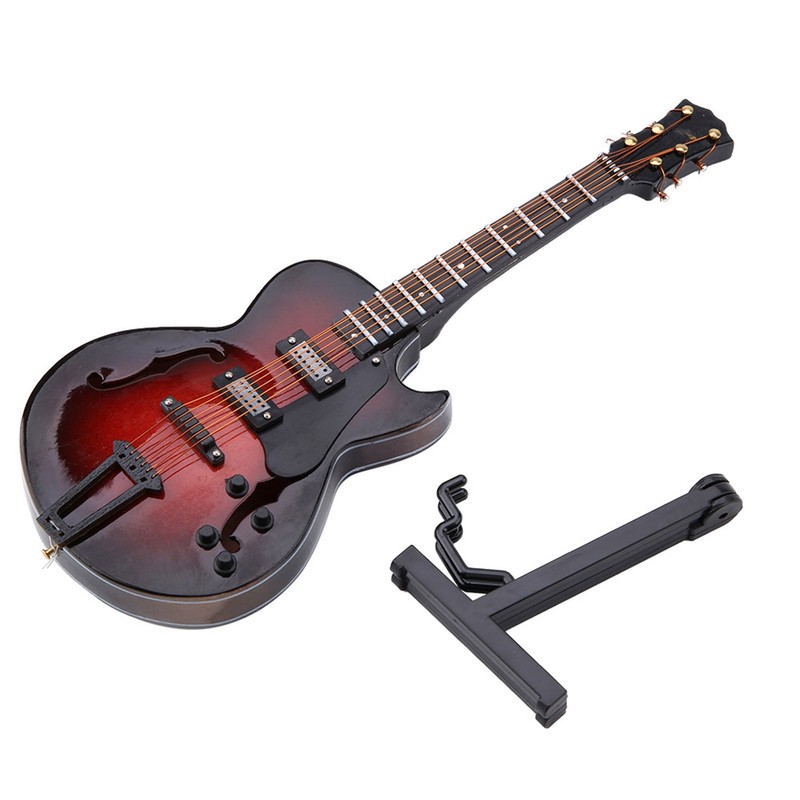 5.5in Classic Miniature Guitar Replica with Stand and Case Instrument