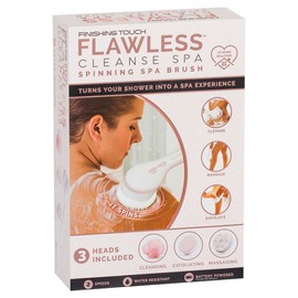 Finishing Touch Flawless Cleanse Spa - 3 Multi Purpose Cleansing Heads - Deeply Cleanses & Exfoliates - Water Resistant - Extra Long Handle - Stainless Steel Shower Hook - Ultimate Spa Experience