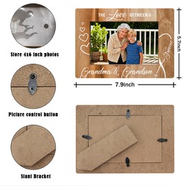Photo Gifts Wooden Picture Frame, The Love Between a Grandma & Grandson is Forever, Rustic Wood Photos Frames for Tabletop Display, Birthday and Christmas Gifts for Grandma, Fits Display 4 x 6 Photos