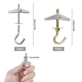 Pack of 10 Spring Folding Dowels M6 Spring Folding Dowels M5 Hook Dowels Ceiling Hooks with Dowels Tilting Dowels Cavity Dowels with Hooks for Hanging Plants Cavity Dowels Plasterboard Ceiling