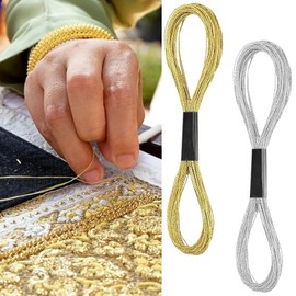 Metallic Embroidery Floss, 12 Skeins Glitter Silver & Gold Embroidery Thread Set, Polyester Sewing Embroidery Floss Cross Stitch Thread Friendship Bracelets Threads for Hand Embroidery