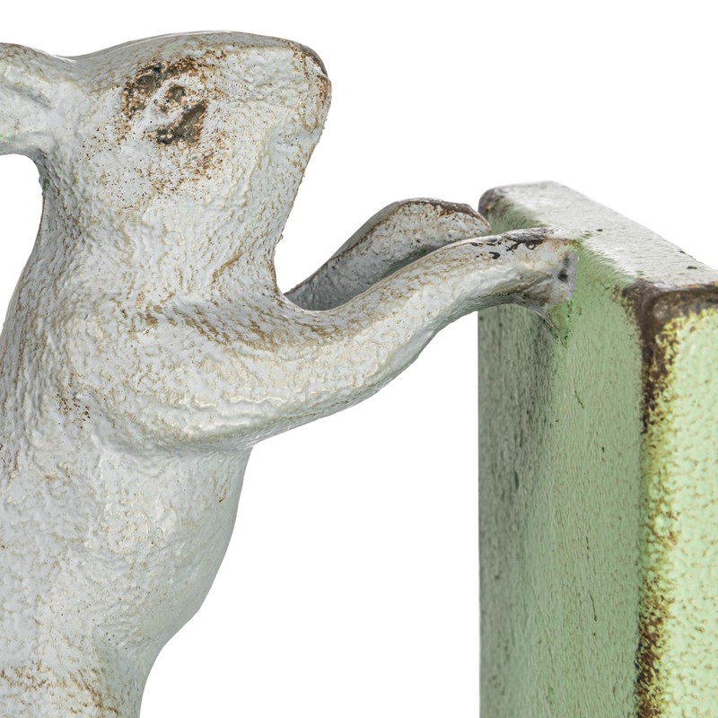 Creative Co-Op Decorative 2-Tone Cast Metal Rabbit Bookends, Green and
