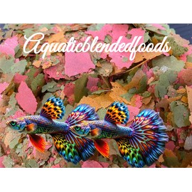 AQUATICBLENDEDFOODS Guppy Flake, Guppy Food,Guppies,Tropical Fish, Endlers,Most Small Fish,Spirulina,Krill,Shrimp,Earthworm,Krill, 4oz ABF306