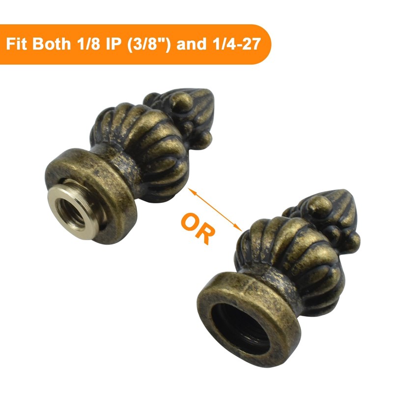 MARRTEUM Antique Brass Lamp Finial Cap Knob Retro Lamp Finial