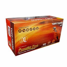 Tuff Gard Powder-Free Orange Nitrile Gloves, 8 Mil, Box of 100 (Medium)