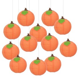 10" Pumpkin Hanging Paper Lantern Decorations - 12 Piece