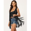 Allegra K Women's Sleeveless Fringe Vest Open Front Western 70s