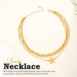 Jovono Boho Star Necklaces, Layered Gold Snake Choker Necklace, Chains, Punk Thick Necklaces, Accessories for Women, One Size, Plastic, No Gemstone, Plastic, No Gemstone