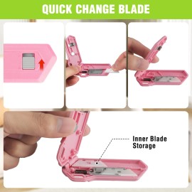 WORKPRO Safe Ceramic Box Cutter Small 2PC-PINK w/Extra Blades Quick Change