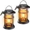 Electight Solar Lanterns Outdoor, 2 Pack Hanging Solar Lights for