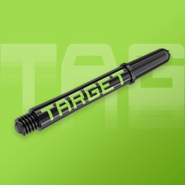 Target Darts Pro Grip Tag Shaft (Pack of 9) Multipack Shafts, Professional Dart Accessories, Dart Shaft Set - Black & Green, Interim Report Length