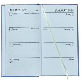 2025 Week To View Diary Slim Diary And Fashion Diary Girls Ladies Ribbon (Pastel With Elastic Blue)