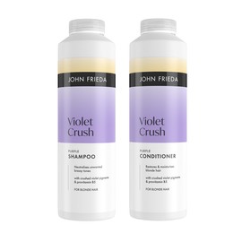 John Frieda Violet Crush Shampoo & Conditioner 500ml x2. Blonde Hair Toning Duo for Soft Feel and Shine Support