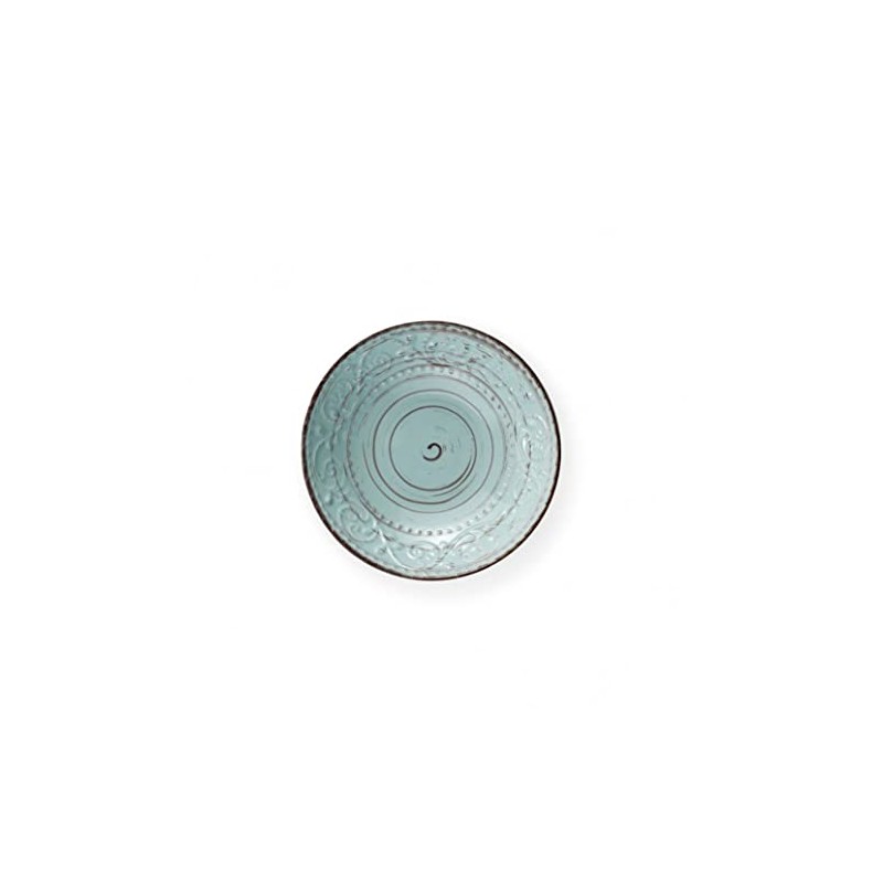 BRANDANI 55975 Serendipity Turquoise Stoneware Soup Plate, Multi-Colour