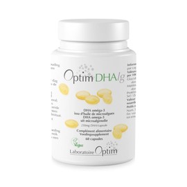 Omega 3 Vegan DHA Algae Oil of Sustainable Origin | High Dose 250mg DHA | Dietary Supplement - 60 Capsules | Optim DHAlg