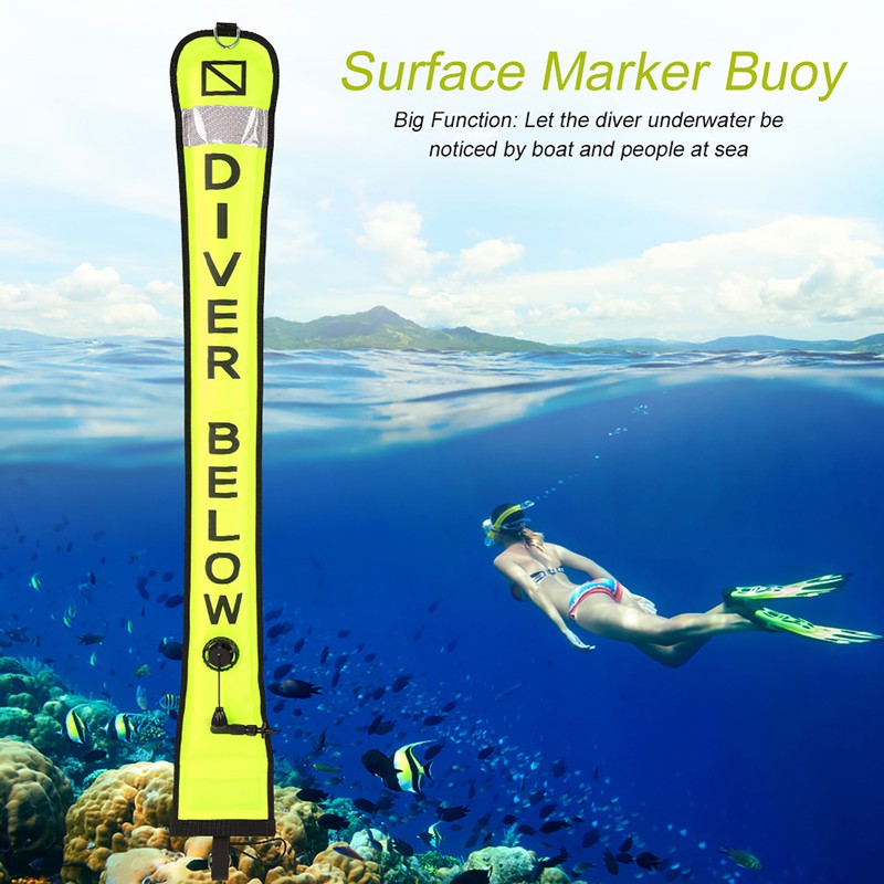 High Visible Inflatable Scuba Diving SMB Surface Signal Marker Buoy(Fluorescence
