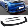 Black Front Bumper Lip Splitter Spoiler + Strut Rods Compatible