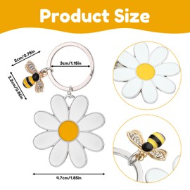 Daisy Bee Keychain, Cute Keychain for Women, Animal Keychain, Flower Keychain, Cute Bee Pendant, Key Ring Decoration, Gift Idea for Bag Accessories, Colourful
