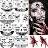 10 Sheets Scary Face Tattoos Halloween Temporary Tattoos Horrible Stitch