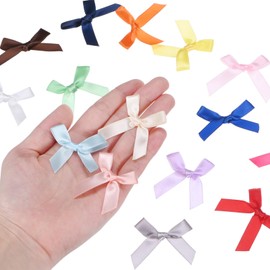 M METERXITY 50-Pack Mini Craft Ribbon Bow 1.6x1.6 Inch Checkered Fabric Satin Ribbon Bows Boutique for Craft DIY/Treat Bags/Hair Bow Sewing/Wedding/Birthday/Party/Christmas [Lilac]