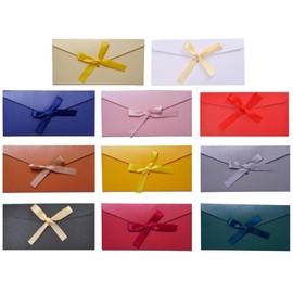 MisFun Pack of 11 Colourful Envelopes, Coloured Kraft Paper Envelopes with Ribbons, Retro Kraft Paper Coloured Envelopes, for Invitation Cards for Wedding, Birthday