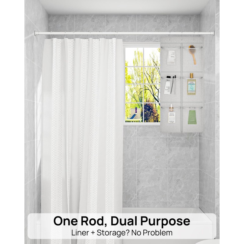 ALLZONE Shower Curtain Rod Tension No Drill, 42-83 Inches,Heavy Duty