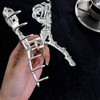 Silver Rose Metal Hair Claw Clips Vintage Leaf