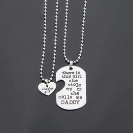 WUSUANED Father and Dauhter Gift There is This G She Stole My Heart She Calls Me Daddy Father Dauhter Necklace Set Daddys G Jewelry Daddy Gift from Dauhter