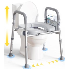 Toilet Seat Risers for Seniors, Raised Toilet Seat with Handles, Adjustable Height & Width, 400 lb Handicap Elevated Toilet Riser Toilet Seats for Pregnant Elderly, Fit Any Toilet