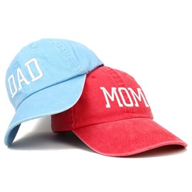 Trendy Apparel Shop Capital Mom and Dad Pigment Dyed Pareja Juego de 2 tapas, rojo, azul, Talla única