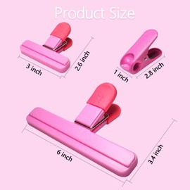 Aranray 11 Pack Chip Clips Bag Clips Food Bag Clips for Food Packages Chips Storage Bags Heavy Duty Snack Kitchen Potato (3 Large, 6 Small & 2 Round, Black Pink)