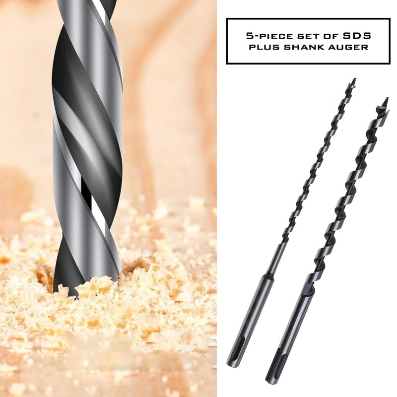 5PCS Woodworking Auger Bit Set 230mm SDS plus 6 10