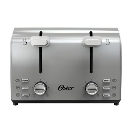 Oster 4 Slice Toaster, With 7 Browning Settings, Extra Wide Slots For Bagels and Special Breads, Removable Easy-to-Clean Crumb Tray, Cancel/Defrost/Bagel, Stainless Steel