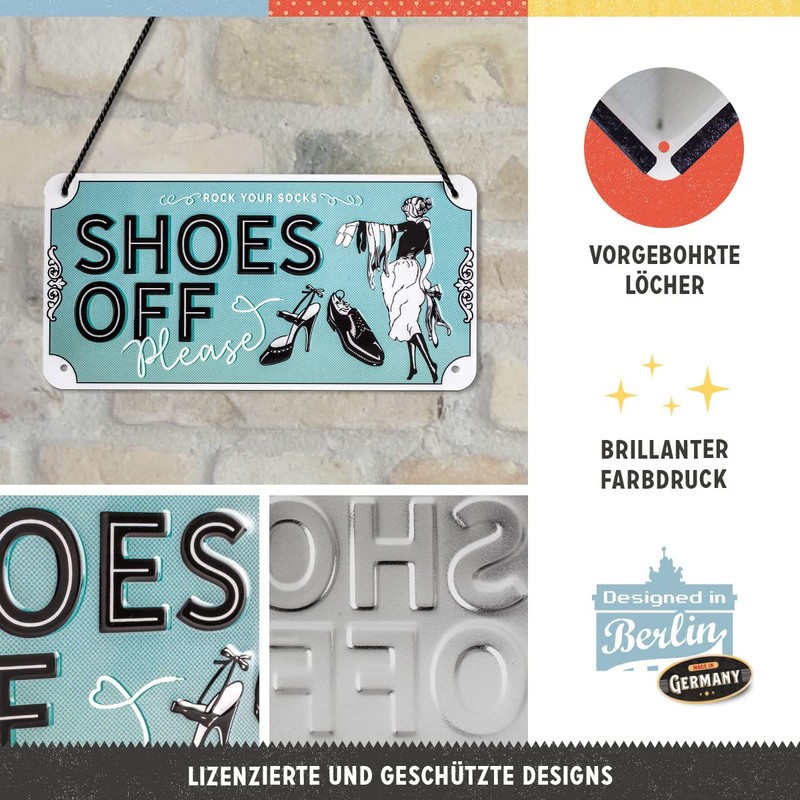 Nostalgic-Art Retro Hanging Shoes Off – Warning Sign as Gift