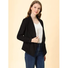 Allegra K Women's St. Patrick's Day Tie Front Metallic Ruffled Long Sleeve Open Cardigan Black 16