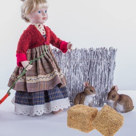 Luxshiny 4Pcs Realistic Miniature Haystack Decor DIY Farm Scene Accessories, Wooden Straw Bales for Dollhouse, Photography Props, and Party Decorations