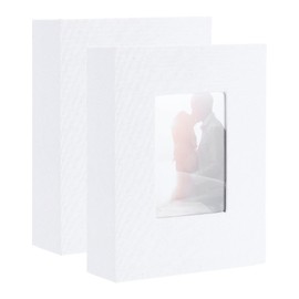 sourcing map Photo Album, 4 x 6 Linen Cover Photo Album Small Photo Album Book for 100 Pockets Hold 100 Pictures for Wedding Family Anniversary Engagement Travel, (White),2 Pcs