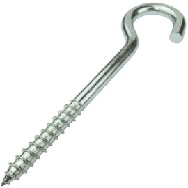 AERZETIX - C57995 - Set of 10 Hooks Angled Eye Screws for Screwing Diameter 8 x 80 mm in Shape C - Open Hook with Self-Tapping Screw - Made of Galvanised Steel - Colour Silver