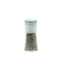 Bisetti Glass Bottle Sunflower Seed Mill With Stainless Steel Head, 14.5 cm