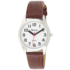 Ravel Unisex Super Fat Visor Aid Watch with Large Numbers, Brown/Silver, Classic