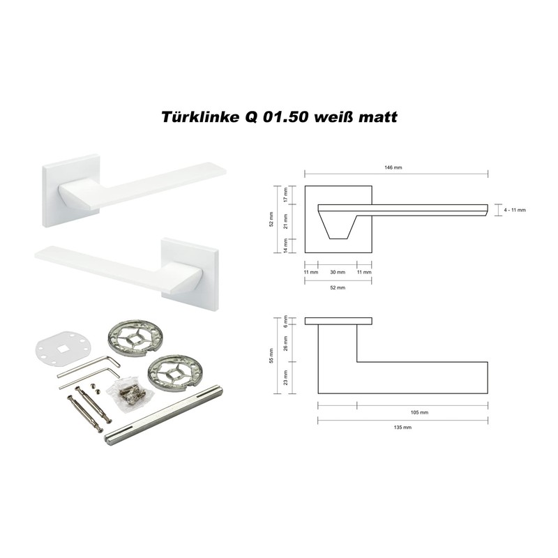 HEXIM Ricardo Borelli Q01 Door Handle, Toilet / Bathroom Door