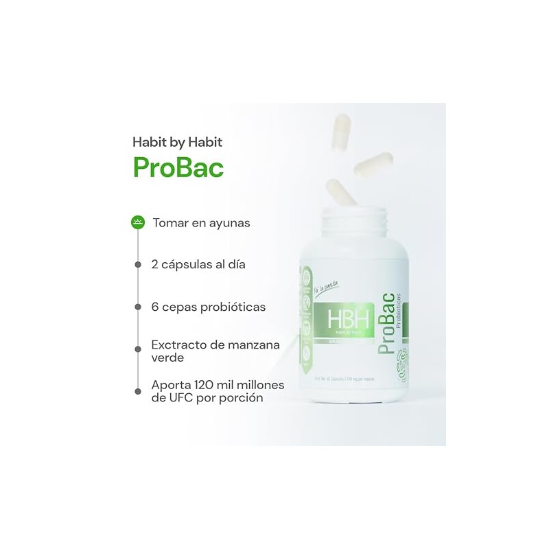 ProBac Probióticos con 6 Cepas Manzana Verde 120 mil millones