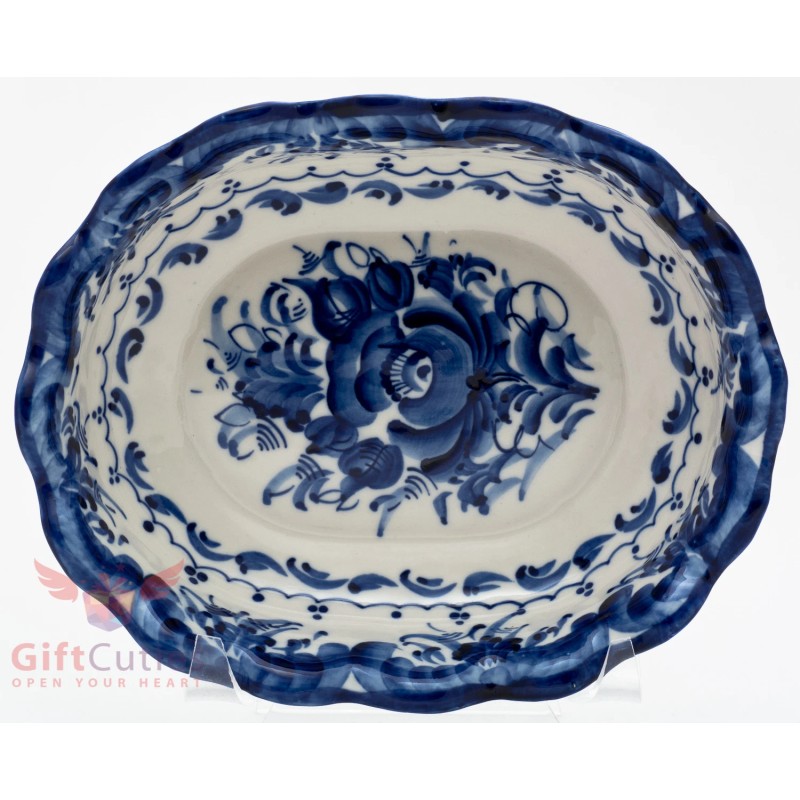 Gzhel Porcelain salad dish bowl server Hand-painted authors work