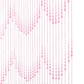 FlavorThings 3 FT X 9 FT 34 Strands Raindrops Pink Iridescent Beaded Curtain Door String Curtain Wall Panel Window Room Divider Blind for Wedding Coffee House Restaurant Parts Home Decoration