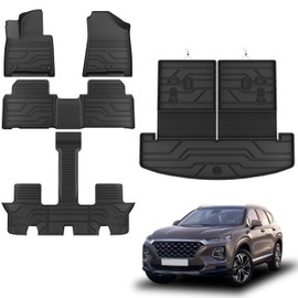 KARPAL Floor Mats Fit for 2024 2025 Hyundai Santa Fe 6-Seat/7-Seat (Hybrid and Fuel), All Weather TPE 2025 Hyundai Santa Fe Accessories 1st & 2nd & 3rd Row & Trunk Mat Floor Liners