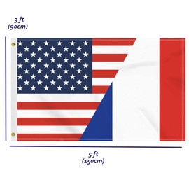 3×5 FT USA France Flag, Large 150D America French Outdoor Banner,Double Side Printing Decor For Patio Garden With Brass Gromment