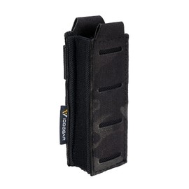 IDOGEAR Molle Magazine Bag Single Pistols Magnetic Pouch Elastic Top Open Pocket for Glock M1911 92 9 mm .40 Magzines Torches Holster (Multi-Camo Black)